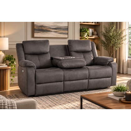 Rome Fabric Recliner 3 Seater Sofa with Wireless Charging Console Rome Fabric Recliner 3 Seater Sofa with Wireless Charging Console