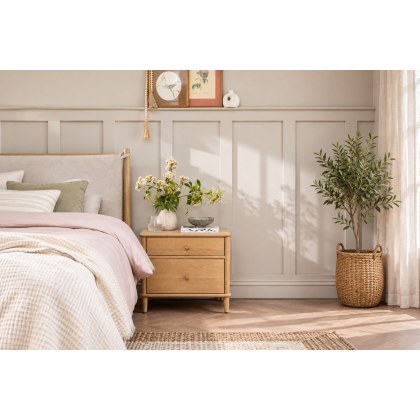 Willow Solid Oak Nordic 2 Drawer Bedside Table Willow Solid Oak Nordic 2 Drawer Bedside Table