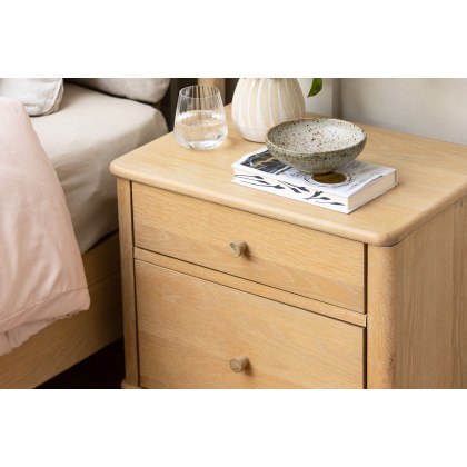 Willow Solid Oak Nordic 2 Drawer Bedside Table Willow Solid Oak Nordic 2 Drawer Bedside Table