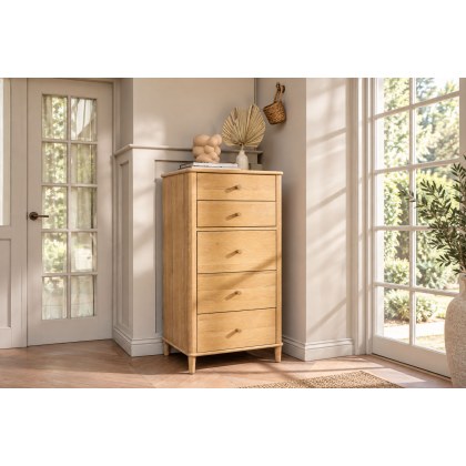 Willow Solid Oak Nordic 5 Drawer Tall Chest of Drawers Willow Solid Oak Nordic 5 Drawer Tall Chest of Drawers