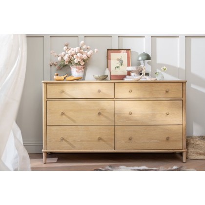 Willow Solid Oak Nordic 6 Drawer Wide Chest of Drawers Willow Solid Oak Nordic 6 Drawer Wide Chest of Drawers