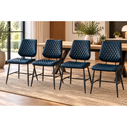 Dalton Quilted Blue Dining Chairs (Set of 4) Dalton Quilted Blue Dining Chairs (Set of 4)