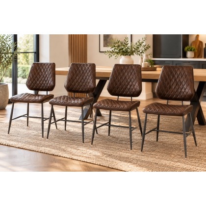 Dalton Quilted Brown Dining Chairs (Set of 4) Dalton Quilted Brown Dining Chairs (Set of 4)