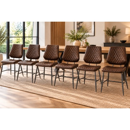 Dalton Quilted Brown Dining Chairs (Set of 6) Dalton Quilted Brown Dining Chairs (Set of 6)