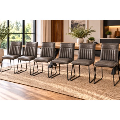 Cooper Leather Grey Dining Chairs (Set of 6)