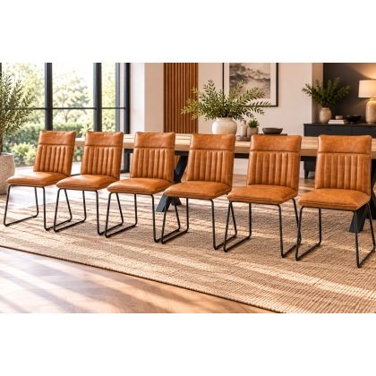 Cooper Leather Tan Dining Chairs (Set of 6)