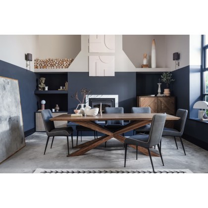 Rebecca Textured PU Leather Grey Dining Chairs (Set of 4)