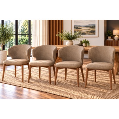Rowan Leather Curved Back Dining Chairs (Set of 4)