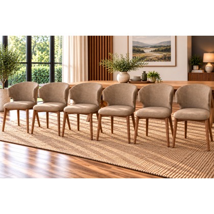Rowan Leather Curved Back Dining Chairs (Set of 6)