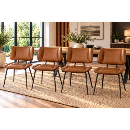Jack Cognac PU Leather Dining Chairs (Set of 4)