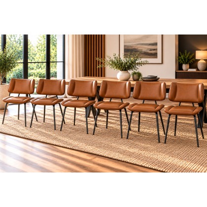 Jack Cognac PU Leather Dining Chairs (Set of 6)