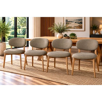 Leo Curved Back Grey Fabric Dining Chairs (Set of 4) Leo Curved Back Grey Fabric Dining Chairs (Set of 4)