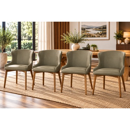 Logan Green PU Leather Curved Dining Chairs (Set of 4) Logan Green PU Leather Curved Dining Chairs (Set of 4)