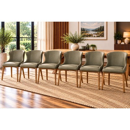 Logan Green PU Leather Curved Dining Chairs (Set of 6) Logan Green PU Leather Curved Dining Chairs (Set of 6)