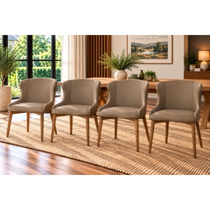 Logan Taupe PU Leather Curved Dining Chairs (Set of 4) Logan Taupe PU Leather Curved Dining Chairs (Set of 4)