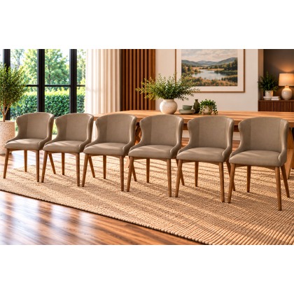 Logan Taupe PU Leather Curved Dining Chairs (Set of 6) Logan Taupe PU Leather Curved Dining Chairs (Set of 6)