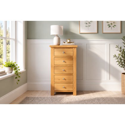 Dorset Oak 5 Drawer Tall Chest of Drawers