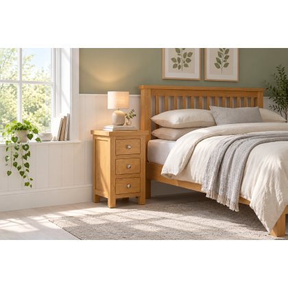 Dorset Oak Compact 3 Drawer Bedside Table