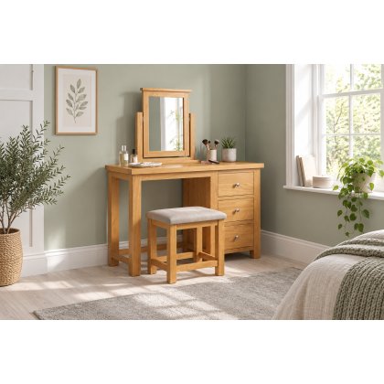 Dorset Oak Single Pedestal Dressing Table And Stool