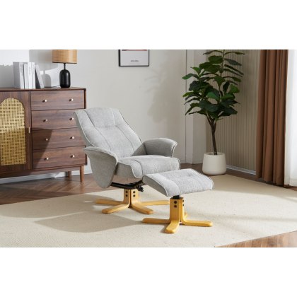 Missouri Fabric Swivel Recliner Chair & Footstool Missouri Fabric Swivel Recliner Chair & Footstool