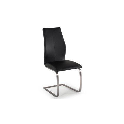India Black Dining Chair with Brushed Steel Legs