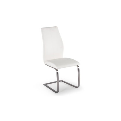 India White Dining Chair with Brushed Steel Legs