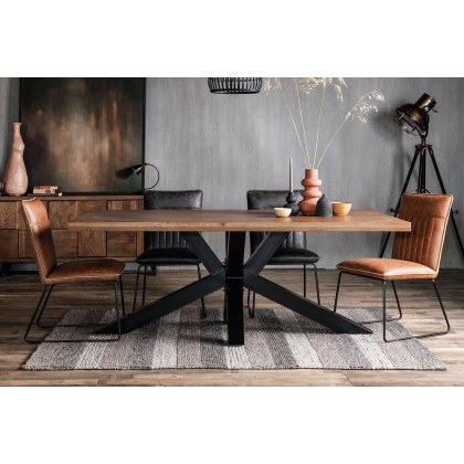 Soho Solid Oak 200cm Holburn Star Base Dining Table & 6 Cooper Dining Chairs