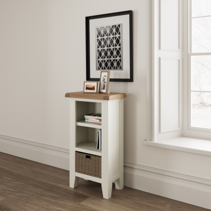 St Ives White Painted Small Narrow Bookcase