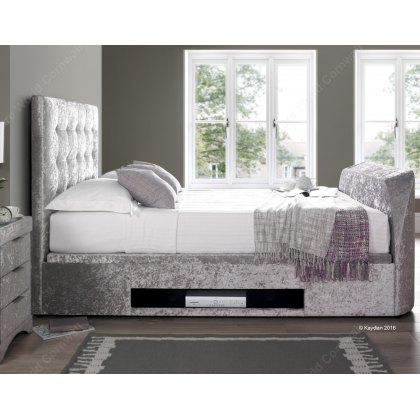 Bastille Ottoman TV Bed in Crushed Silver Fabric