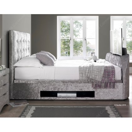 Bastille Ottoman TV Bed in Crushed Silver Fabric
