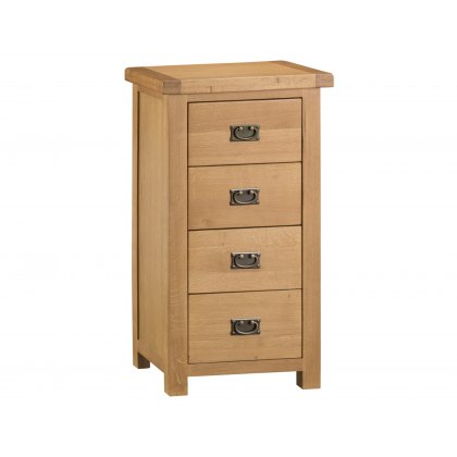 Light Rustic Oak 4 Drawer Narrow Chest of Drawers