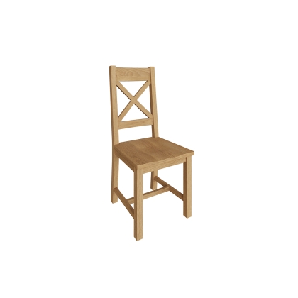 Light Rustic Oak Cross Back Dining Chair Wooden Seat