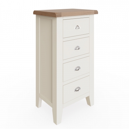 St Ives White Painted 4 Drawer Narrow Chest of Drawers
