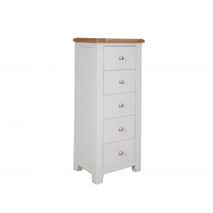 Perth French Grey 5 Drawer Tall Chest of Drawers