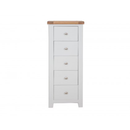 Perth French Grey 5 Drawer Tall Chest of Drawers
