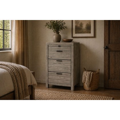 Tuscan Springs Reclaimed Wood 3 Drawer Bedside Table