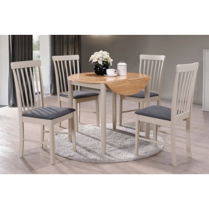 Alaska Painted Compact Round Drop Leaf Dining Table