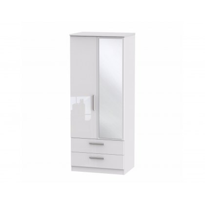 Belgravia High Gloss 2'6" 2 Drawer Mirror Wardrobe