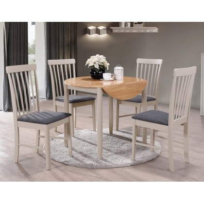 Alaska Painted Compact Round Drop Leaf Dining Table Set & 4 Chairs