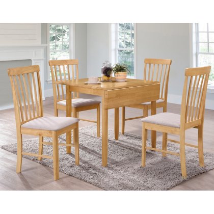 Alaska Oak Square Drop Leaf Dining Table Set & 4 Chairs