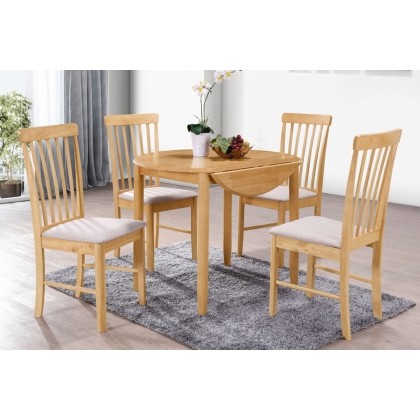 Alaska Oak Round Drop Leaf Dining Table Set & 2 Chairs