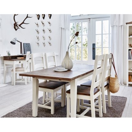 Cranford Reclaimed Wood 120cm-160cm Extending Dining Table Set & 4 Wooden Dining Chair