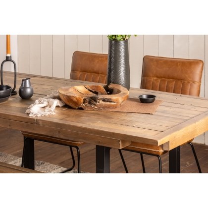 Nixon Reclaimed Wood 180cm Extending Dining Table Set & 4 Upholstered Wooden Chairs