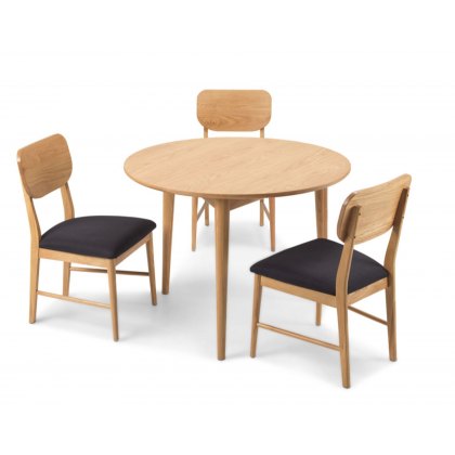 Henley Solid Oak Circular Dining Table Set & 3 Dining Chairs