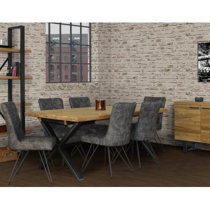 Forge Industrial 150 Dining Table Set & 4 Grey Dining Chairs Forge Industrial 150 Dining Table Set & 4 Grey Dining Chairs