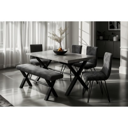 Forge Stone Effect 190 Dining Set Table & 6 Chairs