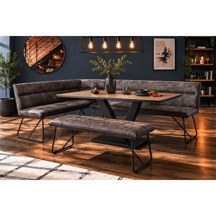 Loki Earth Industrial Corner Bench and Low Bench Dining Table Set Loki Earth Industrial Corner Bench and Low Bench Dining Table Set