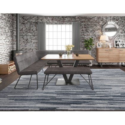 Larson Earth Industrial Corner Bench and Low Bench Dining Table Set