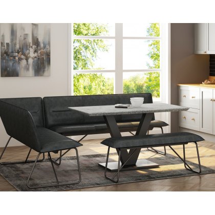 Larson Earth Industrial Corner Bench and Low Bench Dining Table Set