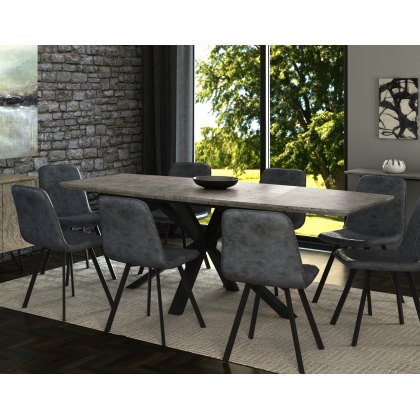 Titan Extending Dining Table Set & 6 Grey Dining Chairs